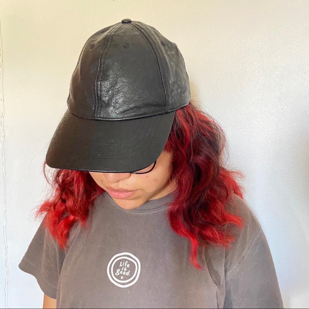 Faux Leather Baseball Hat